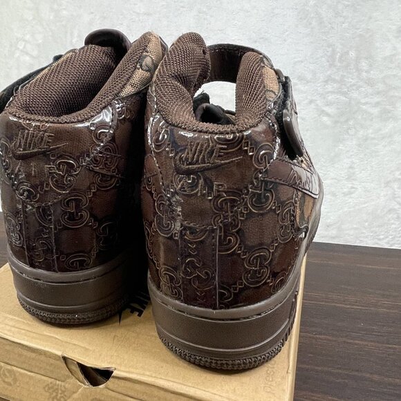 Nike AF-1 Custom Sneakers Mens Size 9 Brown Gucci Air Force 1 High 315123-333 - Picture 8 of 10